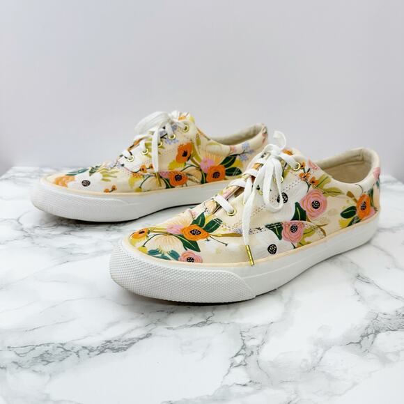 Keds x Rifle Paper Co Anchor Lively Peach Floral Lace Up Sneaker Womens 7 - Picture 3 of 8